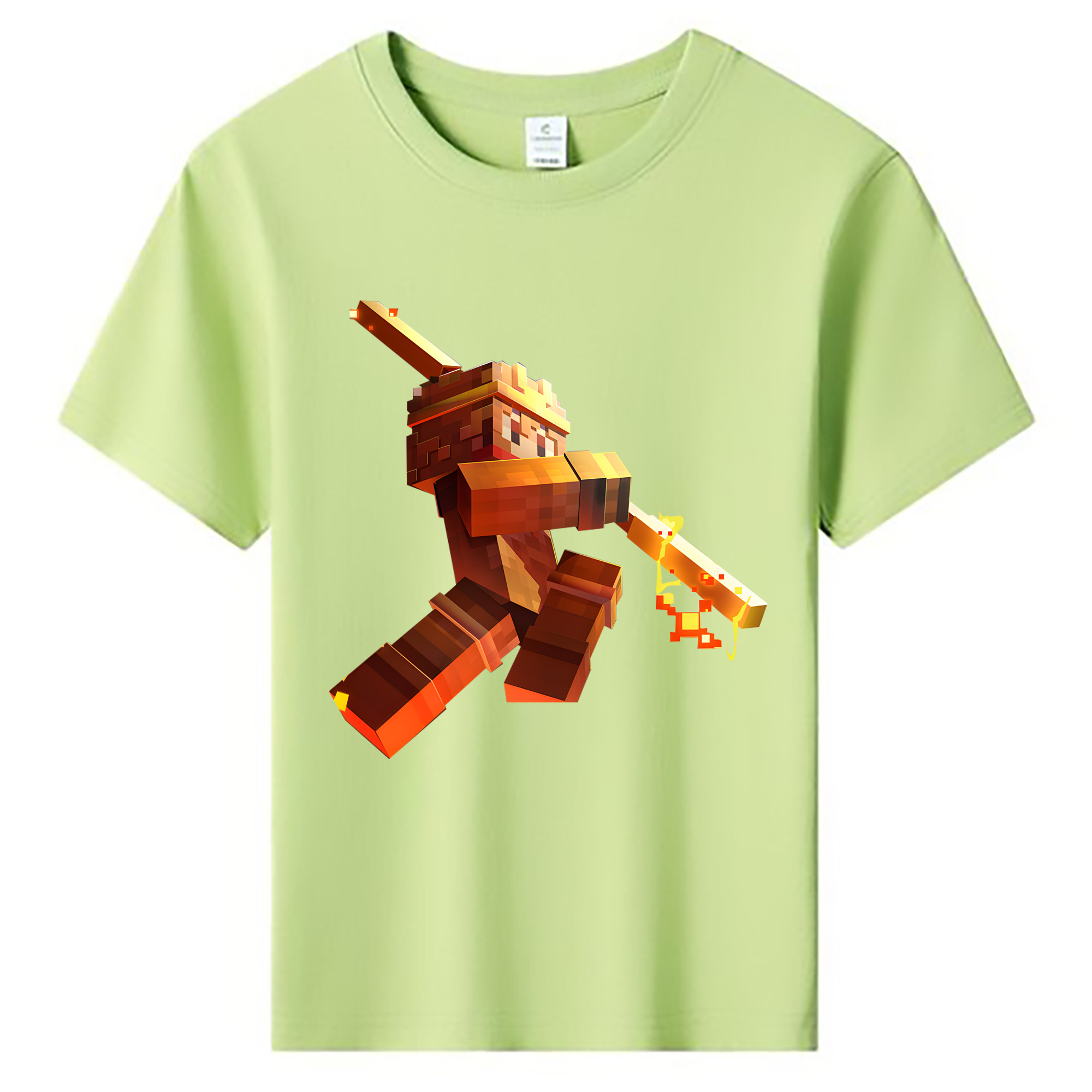 （画像用） マインクラフト ブロックの世界 Minecraft MC Block world 綿100％キッズTシャツ（フロントプリント）